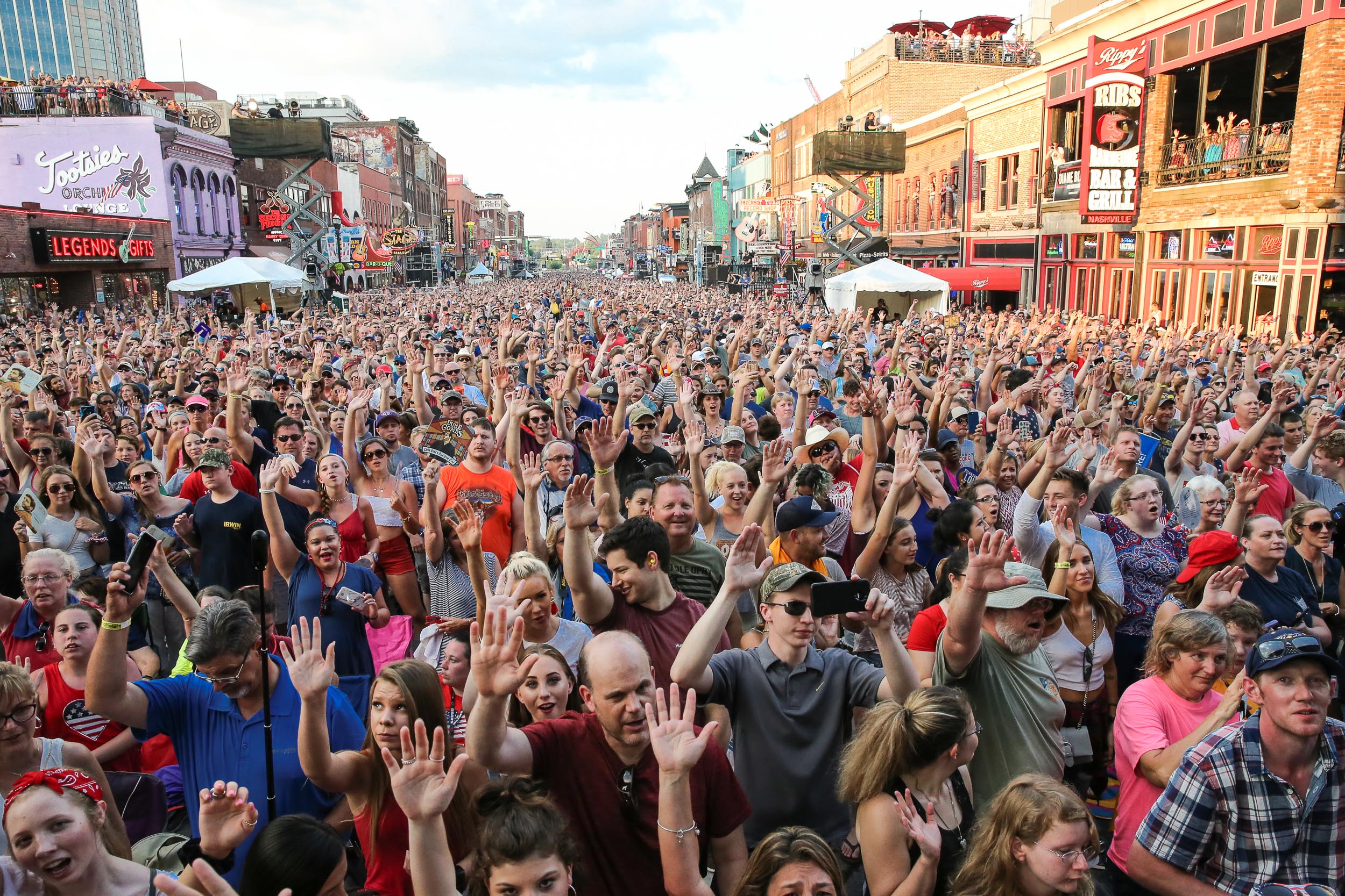 Crowd on Broadway Nashville